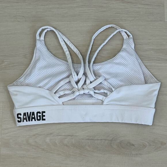 💗 3/$10 💗 Savage Barbell Knotty Back Sports Bra White Size Small - Picture 8 of 11